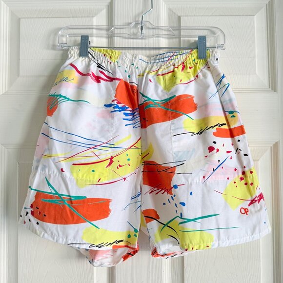 size M Vintage OP mens swimsuit swim trunks board shorts elastic/drawstring made - Picture 2 of 6
